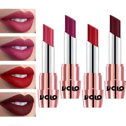 VOLO Set Of 4 Creme Matte Lipsticks - 3.5 g Each - Magenta-Tomato Red-Maroon-Pink image 2
