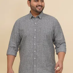 John Pride Vertical Striped Spread Collar Plus Size Casual Shirt-image-81