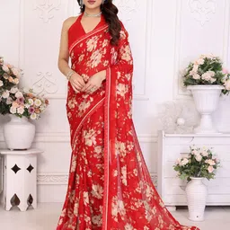 Nirmohi Fashion Floral Printed Embellished Beads and Stones Border Saree-picture-17