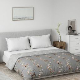 DDecor Grey Floral Printed Pure Cotton Mild Winter 120 GSM Double Bed Dohar-picture-2