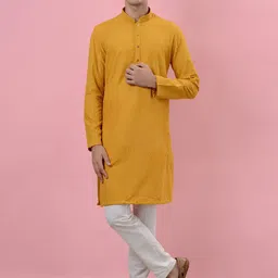 azania Men Ethnic Motifs Embroidered Regular Thread Work Kurta with Pyjamas image 1
