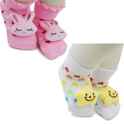 NESKA MODA 6 To 12 Months Baby Set Of 2 Pair Cotton Anti Slip Face Ankle Socks/ Booties-image-93