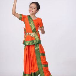 itsmycostume Girls Bharatnatyam Saree With Blouse-image-34