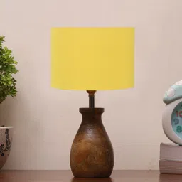 Devansh Yellow Jute Table Lamp With Wooden Natural Base-7