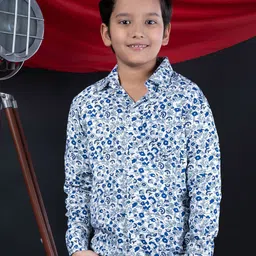 BEBE UNICORN Boys Comfort Floral Opaque Printed Party Shirt-image-58