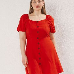 Trendyol Women Plus Size Square Neck A-Line Dress-50