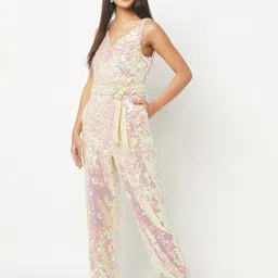 HOUSE OF S V-Neck Sleeveless Basic Jumpsuit with Embellished-7