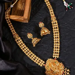 JANAVI Gold-Plated Stone Studded & Beaded Jewellery Set-22