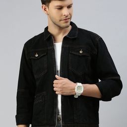 VOXATI Men Washed Denim Jacket Embroidered-image-3