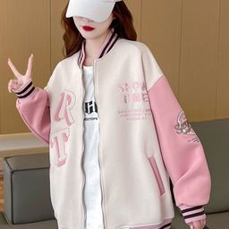 StyleCast Pink Typography Printed Stand Collar Dry Fit Longline Sporty Jacket-21