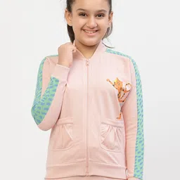SPUNKIES Girls Pink Green Cotton Lightweight Outdoor Bomber Jacket-55
