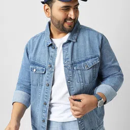 Urbano Plus Men Washed Denim Jacket with Embroidered-picture-8