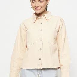 CAMLA Spread Collar Pure Cotton Denim Jacket-picture-13