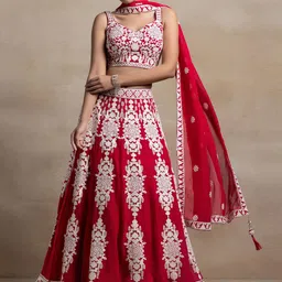 DIVASTRI Embroidered Thread Work Semi-Stitched Lehenga & Unstitched Blouse With Dupatta-picture-24