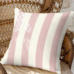 CASABLEU Pink & White 2 Pieces Striped Square Cushion Covers-image-61