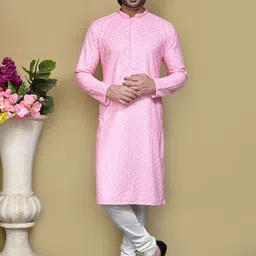 RANAK Men Embroidered Regular Pure Cotton Kurta with Pyjamas-picture-30