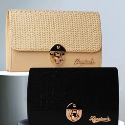 BANDICOOT Set OF 2 Embellished PU Structured Sling Bag with Applique-4