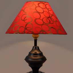 BrightDaisy Red & Black Printed Metal Metal Frusturical Shaped Table Lamp image 5
