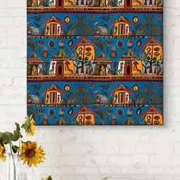 Livin'luxe Blue & Orange Abstract Traditional Art Canvas Wall Art-13
