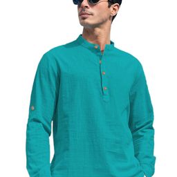 EdinWolf Men India Slim Fit Mandarin Collar Solid Cotton Casual Shirt-image-77