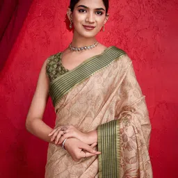 Mitera Ajrak Block Zari Saree image 5