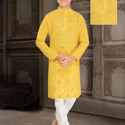 Go Berry Boys Geometric Embroidered Mirror Work Kurta-58