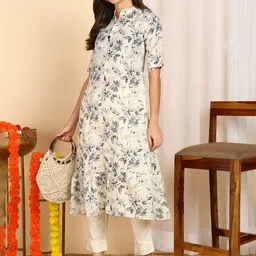 Moda Rapido Floral Printed Mandarin Collar A-Line Kurta-image-27