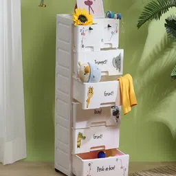 The Tickle Toe Kids White Printed Durable & Eco-Friendly 7-Drawer Storage Chest-picture-19