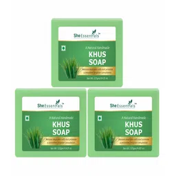 She Essentials Set Of 3 Natural Khus Soap - 125g Each-9