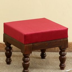 GLOBALLY INDIAN Red & Brown Acacia Wood Ottoman-41