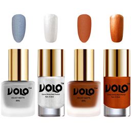 VOLO Set Of 4 Velvet Matte & Extra Shine Nail Polish - 8 ml Each Shade- 33 - 35 - 46 - 60-17