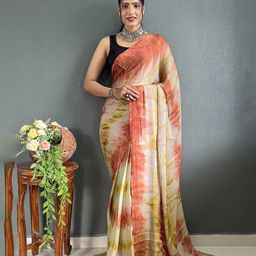 DIVASTRI Tie and Dye Pure Chiffon Ready to Wear Saree-image-80