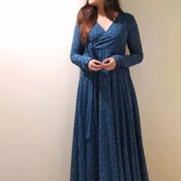 Fashion2wear Women Floral Print Georgette A-Line Maxi Dress-image-20