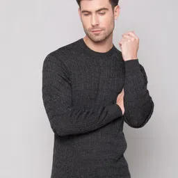 Bruun & Stengade Men Charcoal Grey Ribbed Pullover-image-11