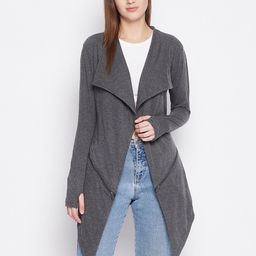 Hypernation Women Charcoal Longline Shrug-11
