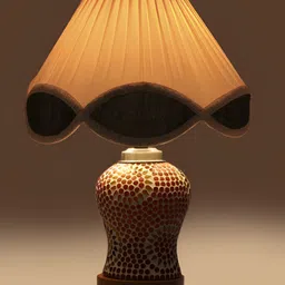 Devansh White Printed Wood Frusturical Shaped Table Lamp image 4