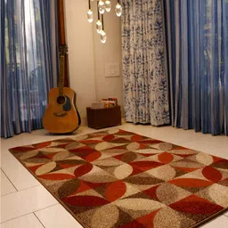 Sapana Carpet-Mats Beige & Maroon Geometric Carpet-picture-20
