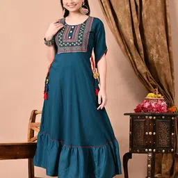Jaipurite Women Embroidered A-Line Dress-picture-40