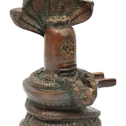 Exotic India Brown Brass Shiva Linga Religious Idol Showpiece-image-64
