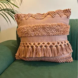 LUSHLYF Peach-Coloured Set of 3 Geometric Square Cushion Covers image 3