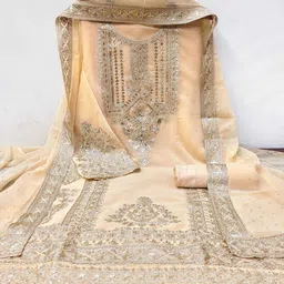 KALINI Embroidered Silk Georgette Unstitched Dress Material-image-48