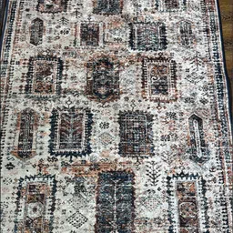 DREAM WEAVERZ White & Brown Printed Anti-Skid Long-Life Rectangular Floor Rug-17