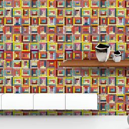 ArtzFolio Printed UV-Resistant Anti-Bacterial Tribal Embroided Lines Peel & Stick Wallpaper-image-99