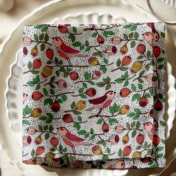 Vargottam Green & Pink 12 Pieces Printed Cotton Reusable & Disposable Table Napkins-11