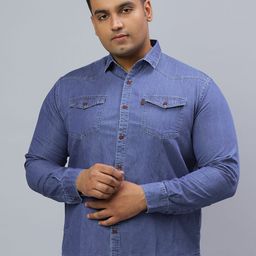 HJ HASASI Men Plus Size Relaxed Slim Fit Solid Spread Collar Casual Shirt-image-50