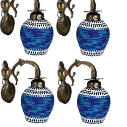 SOMIL Blue Glass Cylinder Printed Wall Lamps-image-68