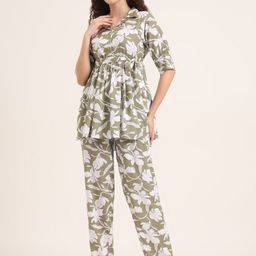 NEYSA Printed Pure Cotton Top & Trouser Co-Ord Set-image-81