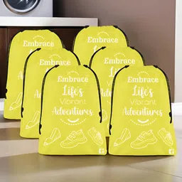 Aura Yellow 6 Pieces Printed Foldable Water Resistant Multi-Utility Laundry Bags-11
