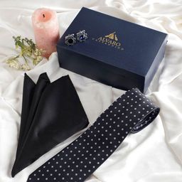 Alvaro Castagnino Men Accessory Gift Set Of Tie, Cufflinks &Pocket Square-image-81