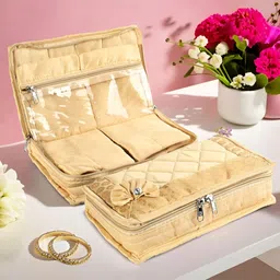 Aura Gold-Toned 2 Pieces 2 Pieces Floral Printed 7-Compartments Jewellery Organisers-image-65